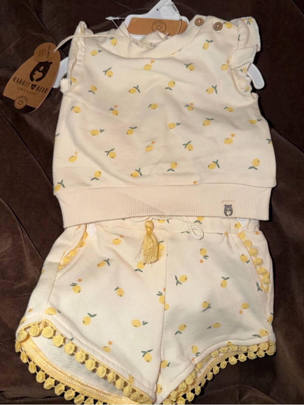 Rabbit & Bear organic  Lemon Print Kids Tank Top & Shorts Set
0-3 m NWT